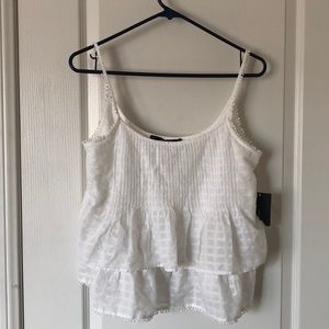 Zara white layered flowy tank top